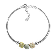 Taraash 925 Sterling Silver Multicolor Square Shape Beads Cz Bracelet For Women - Taraash