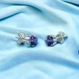 Taraash 925 Sterling Silver Navy Blue Round Solitaire CZ Stud Earrings For Women CBER226I-06 - Taraash
