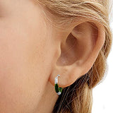 Taraash 925 Sterling Silver Olive Green Enamel Hoops For Girls - Taraash