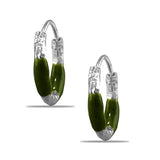 Taraash 925 Sterling Silver Olive Green Enamel Hoops For Girls - Taraash
