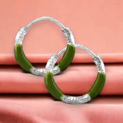 Taraash 925 Sterling Silver Olive Green Enamel Hoops For Girls - Taraash