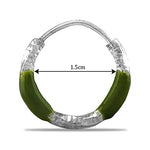 Load image into Gallery viewer, Taraash 925 Sterling Silver Olive Green Enamel Hoops For Girls - Taraash
