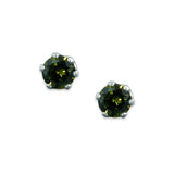 Taraash 925 Sterling Silver Olive Green Round Solitaire CZ Stud Earrings For Women CBER226I-04 - Taraash