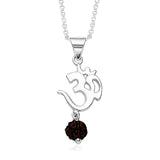 Taraash 925 Sterling Silver Om with Rudraksha Pendant Daily Wear Gift For Men PD0695S - Taraash