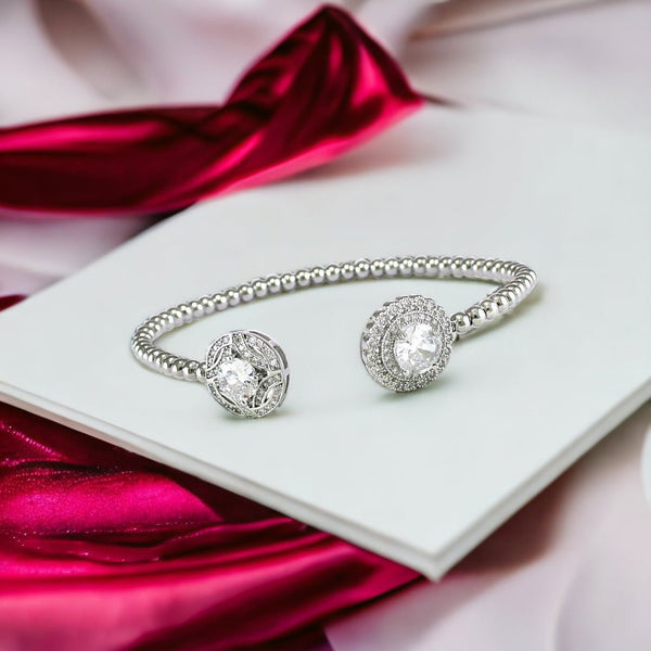 Taraash 925 Sterling Silver Openable CZ Kada Bangle For Women - Taraash