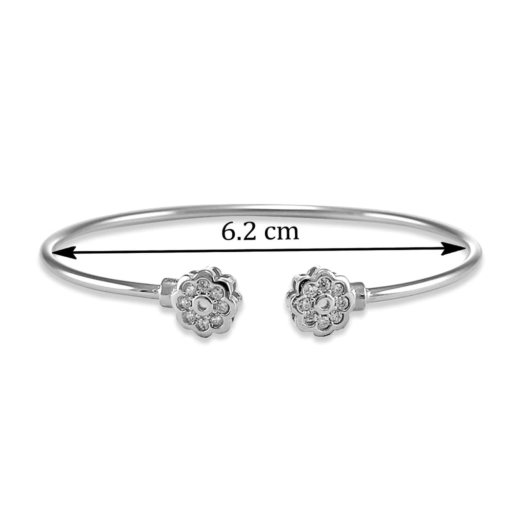 Taraash 925 Sterling Silver Openable Floral Kada For Women - Taraash