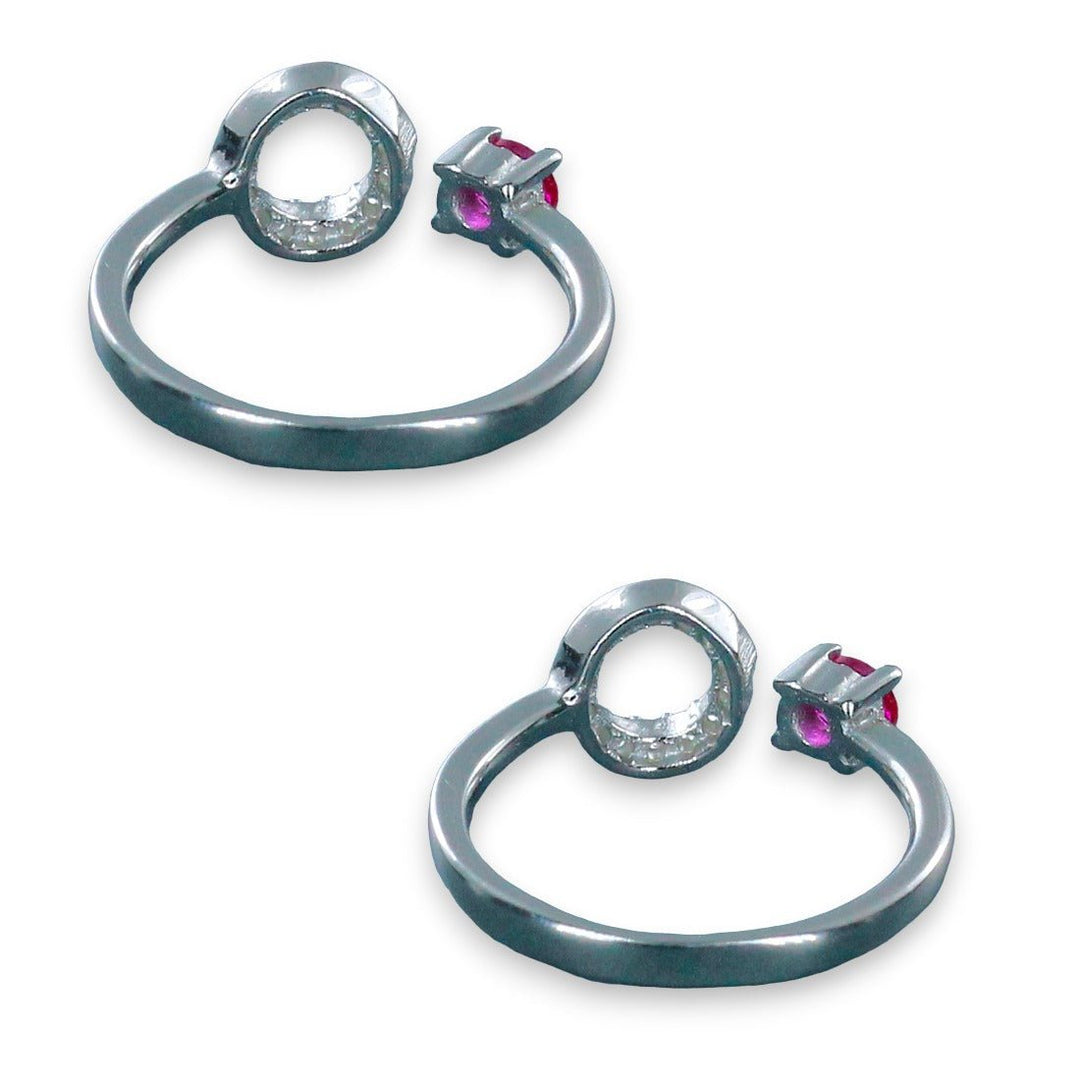 Taraash 925 Sterling Silver Openable Pink Cz Round Toe Ring For Women - Taraash