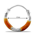 Taraash 925 Sterling Silver Orange Enamel Hoops For Girls - Taraash