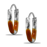 Taraash 925 Sterling Silver Orange Enamel Hoops For Girls - Taraash