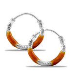 Taraash 925 Sterling Silver Orange Enamel Hoops For Girls - Taraash
