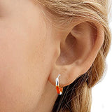 Taraash 925 Sterling Silver Orange Enamel Hoops For Girls - Taraash