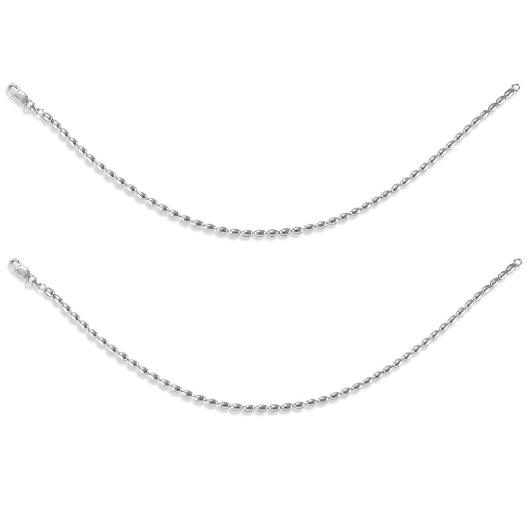 Taraash 925 Sterling Silver Oval Shape Ball Chain Anklet For Women - Taraash
