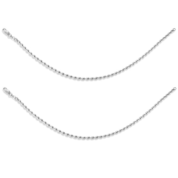 Taraash 925 Sterling Silver Oval Shape Ball Chain Anklet For Women - Taraash
