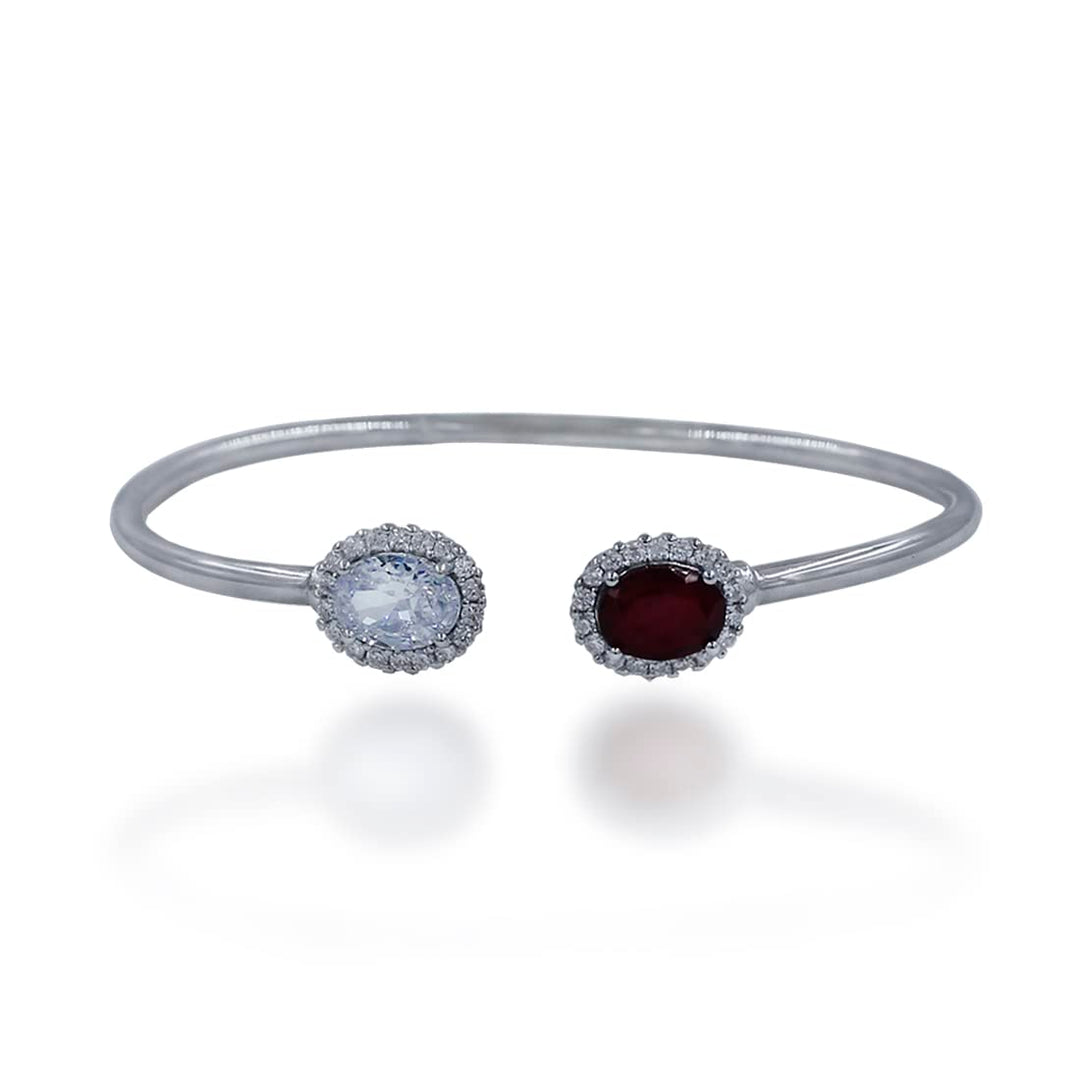 Taraash 925 Sterling Silver Oval Shape Bangle For Women - Taraash