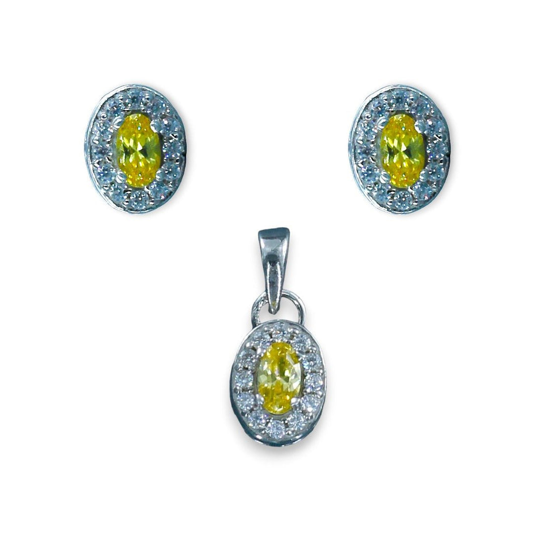 Taraash 925 Sterling Silver Oval Shape CZ Jewellery Sets For Women - Taraash