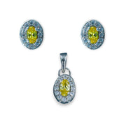 Taraash 925 Sterling Silver Oval Shape CZ Jewellery Sets For Women - Taraash