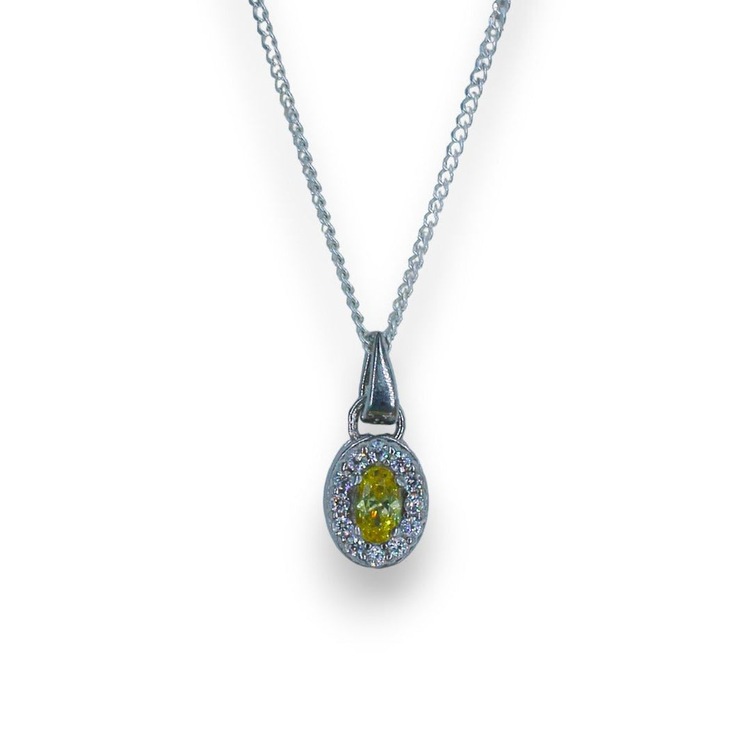 Taraash 925 Sterling Silver Oval Shape CZ Pendant Chain For Women - Taraash