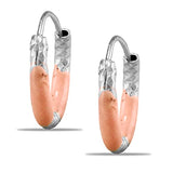 Taraash 925 Sterling Silver Peach Enamel Hoops For Girls - Taraash