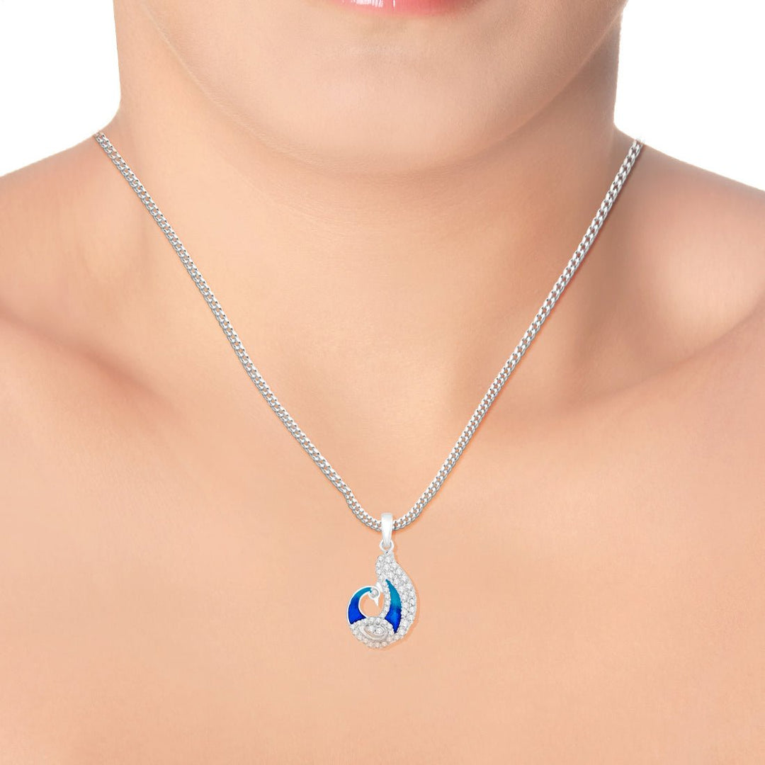 Taraash 925 Sterling Silver Peacock Combo Pendant With Chain For Women COMBO PDCH 161 - Taraash