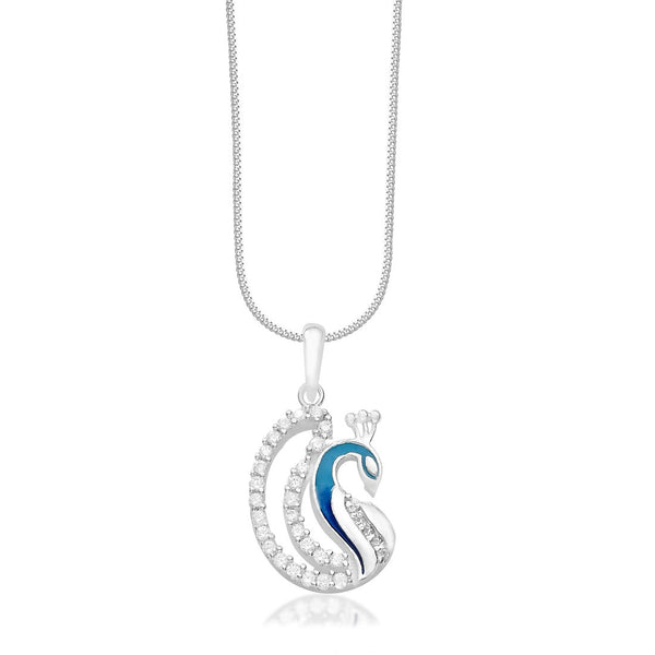 Taraash 925 Sterling Silver Peacock Combo Pendant With Chain For Women COMBO PDCH 165 - Taraash