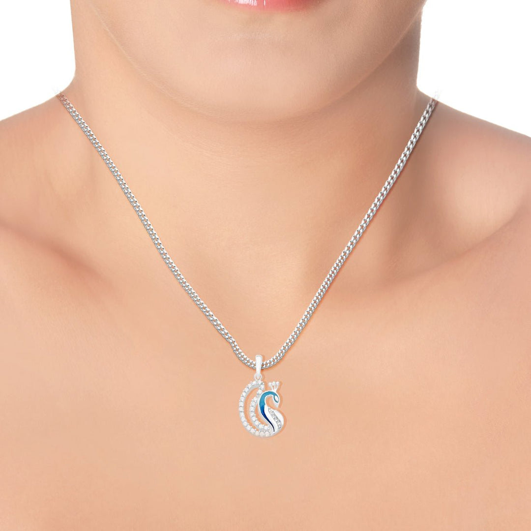 Taraash 925 Sterling Silver Peacock Combo Pendant With Chain For Women COMBO PDCH 165 - Taraash