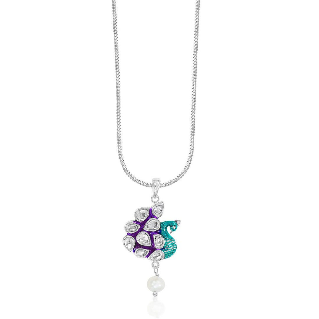 Taraash 925 Sterling Silver Peacock Shape Combo Pendant With Chain For Women COMBO PDCH 172 - Taraash
