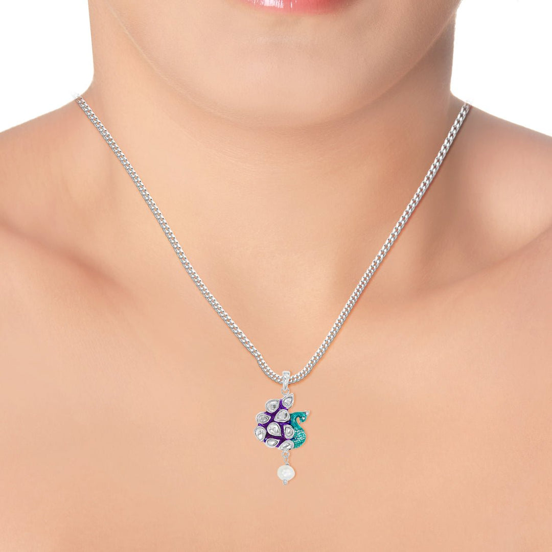 Taraash 925 Sterling Silver Peacock Shape Combo Pendant With Chain For Women COMBO PDCH 172 - Taraash
