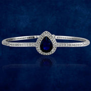 Taraash 925 Sterling Silver Pear Drop Blue and White CZ Bangle For Women - Taraash