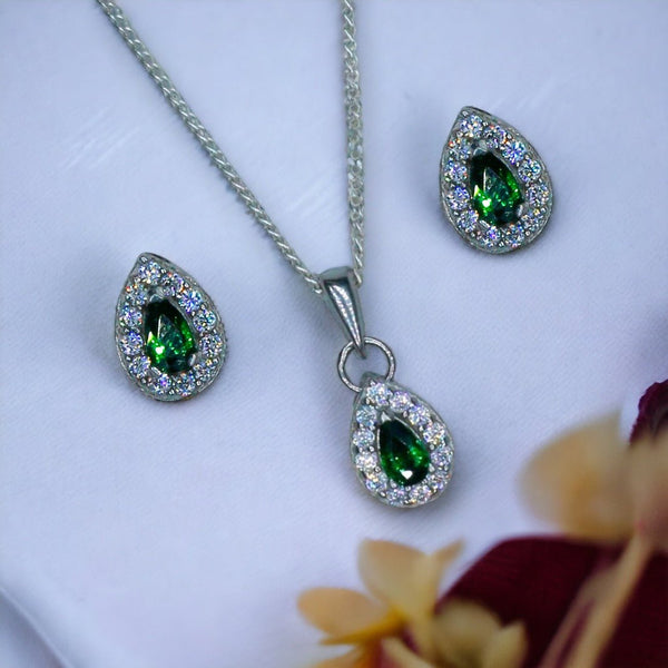 Taraash 925 Sterling Silver Pear Drop CZ Jewellery Sets For Women - Taraash