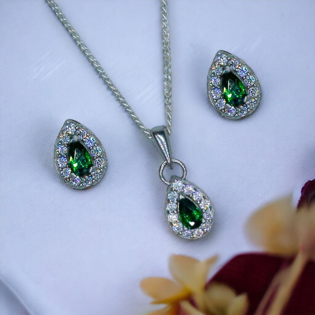 Taraash 925 Sterling Silver Pear Drop CZ Jewellery Sets For Women - Taraash