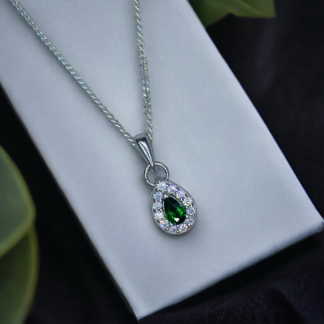 Taraash 925 Sterling Silver Pear Drop CZ Pendant Chain For Women - Taraash
