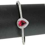 Taraash 925 Sterling Silver Pear Drop Pink and White CZ Bangle For Women - Taraash