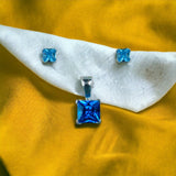 Taraash 925 Sterling Silver Pendant Set For Women Blue-PE0805S - Taraash