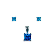 Taraash 925 Sterling Silver Pendant Set For Women Blue-PE0805S - Taraash