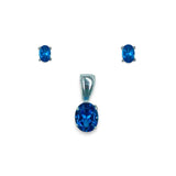 Taraash 925 Sterling Silver Pendant Set For Women Blue-PE0815S - Taraash