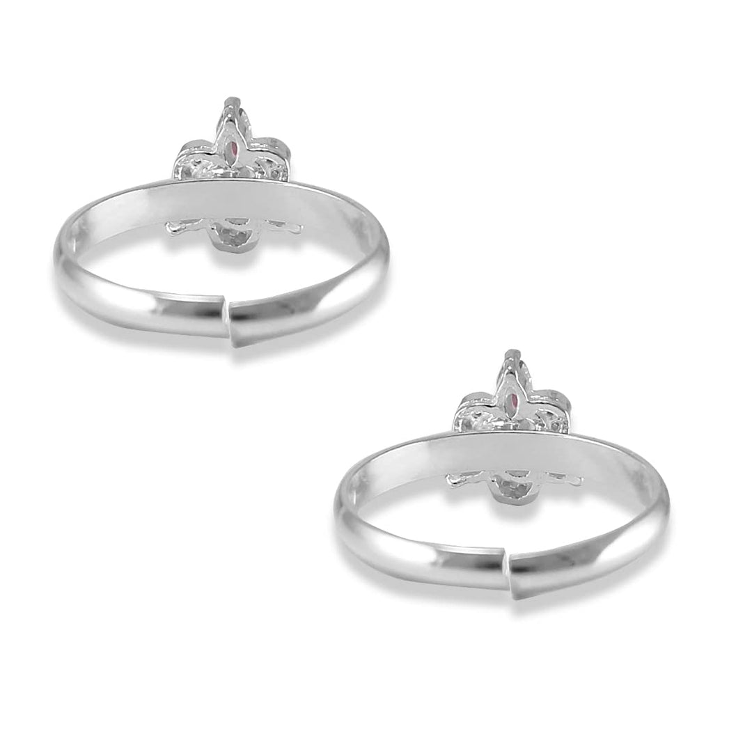 Taraash 925 Sterling Silver Pink And White CZ Toe Ring / Jodavi For Women - Taraash