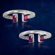 Taraash 925 Sterling Silver Pink CZ Cube Toe Ring For Women - Taraash
