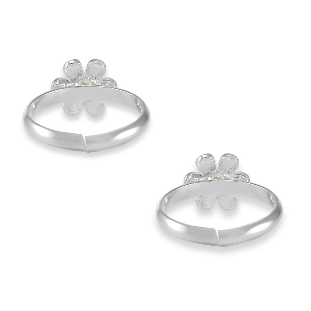 Taraash 925 Sterling Silver Pink Cz Floral Toe Ring For Women - Taraash