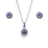 Taraash 925 Sterling Silver Pink CZ Jewellery Set For Women - Taraash