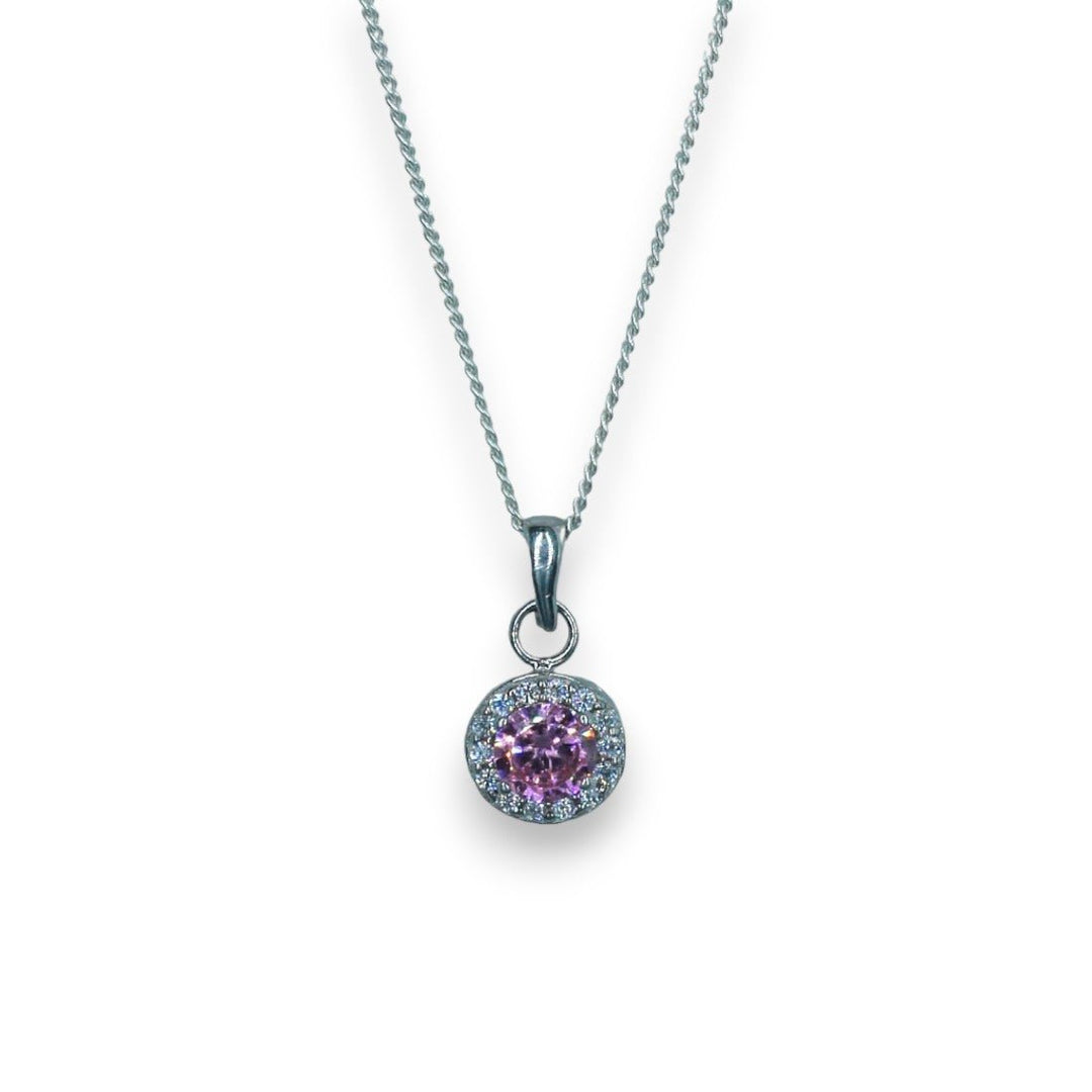 Taraash 925 Sterling Silver Pink CZ Pendant Chain For Women - Taraash