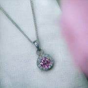 Taraash 925 Sterling Silver Pink CZ Pendant Chain For Women - Taraash