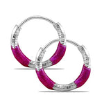 Load image into Gallery viewer, Taraash 925 Sterling Silver Pink Enamel Hoops For Girls - Taraash
