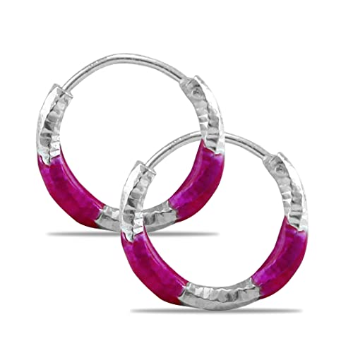 Taraash 925 Sterling Silver Pink Enamel Hoops For Girls - Taraash
