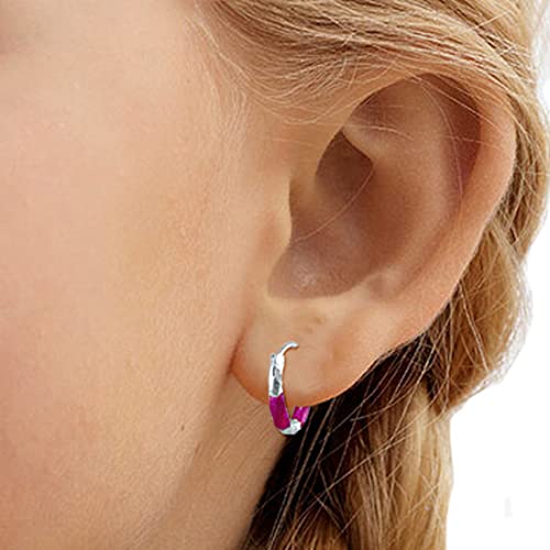 Taraash 925 Sterling Silver Pink Enamel Hoops For Girls - Taraash