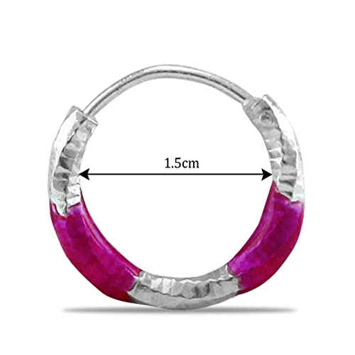 Taraash 925 Sterling Silver Pink Enamel Hoops For Girls - Taraash