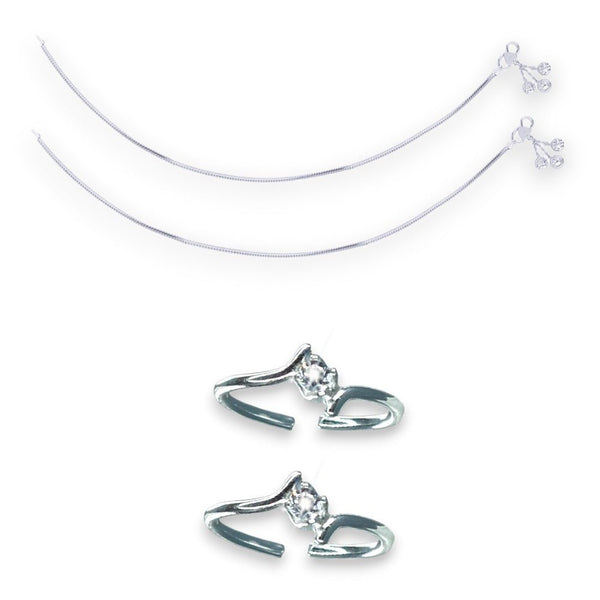 Taraash 925 Sterling Silver Plain Anklet Toe Ring Combo For Women - Taraash