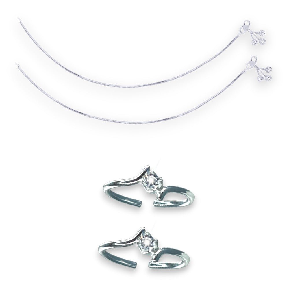 Taraash 925 Sterling Silver Plain Anklet Toe Ring Combo For Women - Taraash