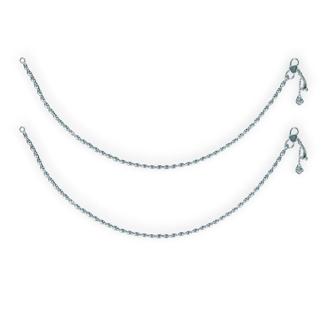 Taraash 925 Sterling Silver Plain Anklet Toe Ring Combo For Women - Taraash