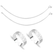 Taraash 925 Sterling Silver Plain Design Combo of Anklet and Toe Ring COMBO ANTR 147 - Taraash
