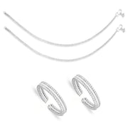 Taraash 925 Sterling Silver Plain Design Combo of Anklet and Toe Ring COMBO ANTR 151 - Taraash